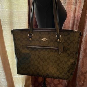 Black & graphite Coach New York signature gallery tote